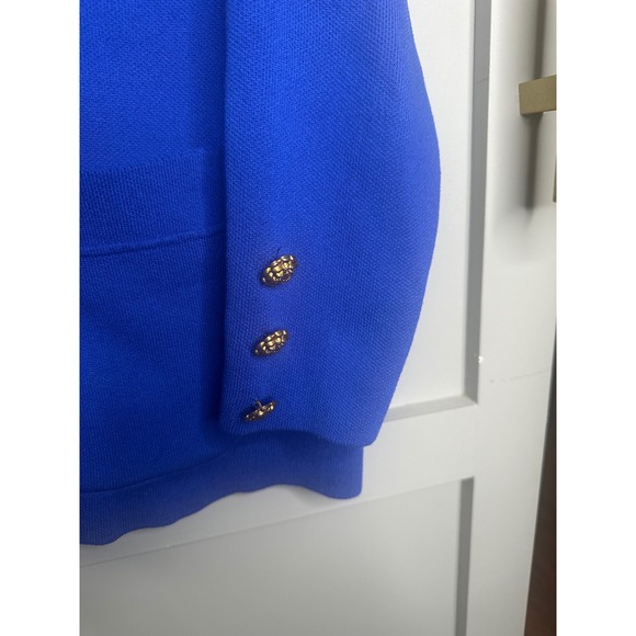 MICAS Royal Blue Knit Cardigan Sweater Gold Button Pockets Women's Size Large - Picture 3 of 8